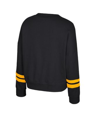 Women's Black Iowa Hawkeyes Splashy Crewneck Fleece Sweatshirt