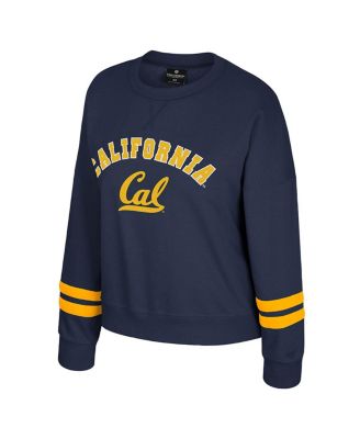 Women's Navy Cal Bears Splashy Crewneck Fleece Sweatshirt