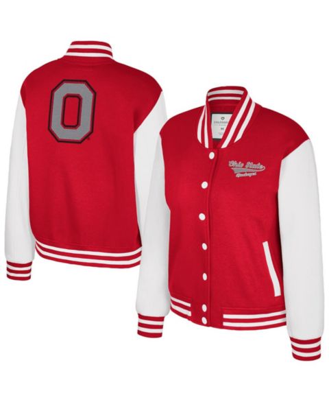 Женские куртки Colosseum Women's Scarlet Ohio State Buckeyes French Baguette Full Snap Fleece Jacket