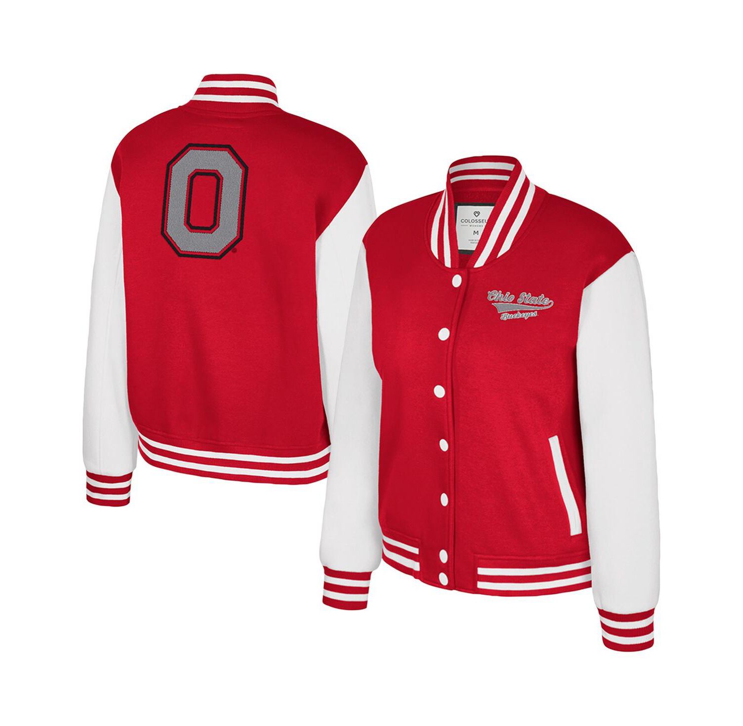 Women's Scarlet Ohio State Buckeyes French Baguette Full Snap Fleece Jacket