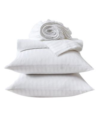 Solid Dobby Stripe 290-Thread Count Cotton 4-Pc. Sheet Set, King