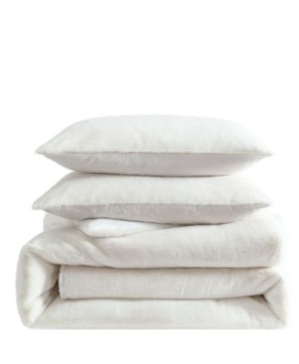 Signature Solid Faux Fur 3-Pc. Comforter Set, Queen
