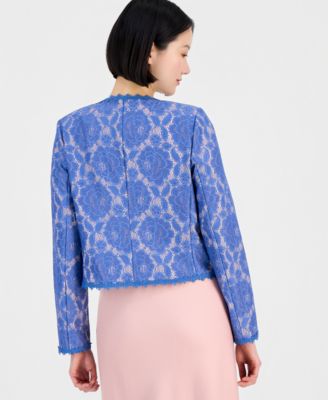 Women's Collarless Bonded Lace Jacket