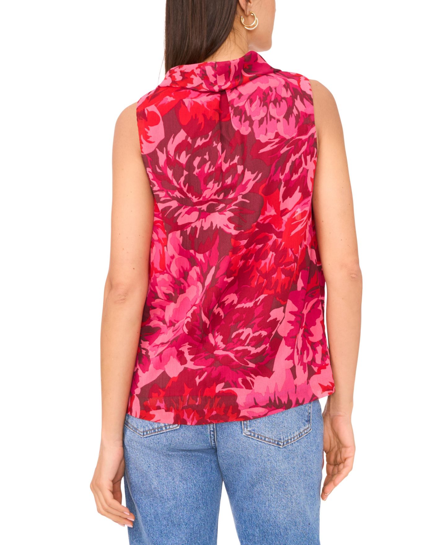 Женский топ Vince Camuto Floral Print Sleeveless, цвет: Мерло красный — фото 3