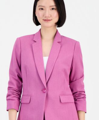 Women's One-Button Blazer With Inner-Elastic Retractable Sleeves