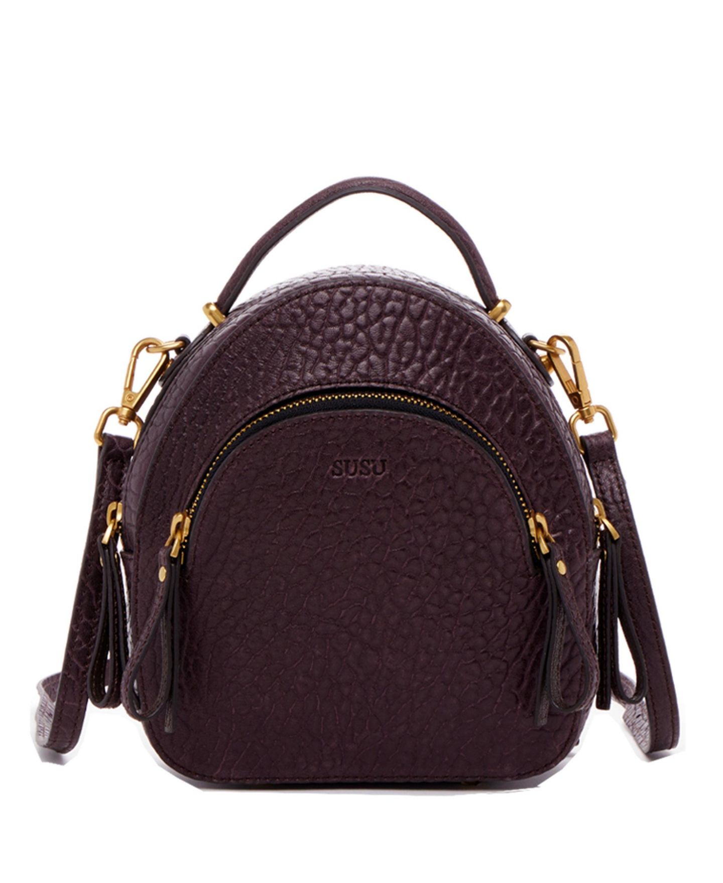 Рюкзак SUSU Mini Leather Purse Convertible Crossbody Bag, цвет: Красное дерево / Шоколадный коричневый — фото 1