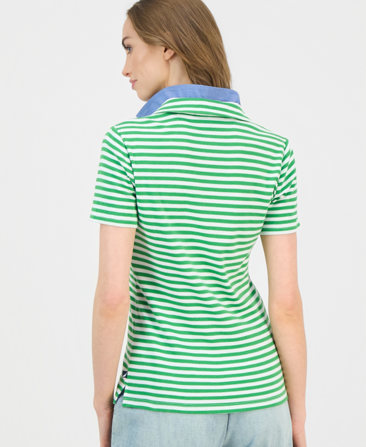 Nautica Women's Cotton Double-Collar Polo T-Shirt