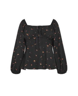 Plus Size Gigi Long Sleeve Floral Print Top