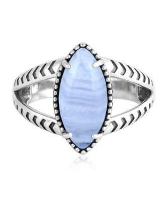 Sterling Lace Agate Marquise Split Shank Ring, Size 5