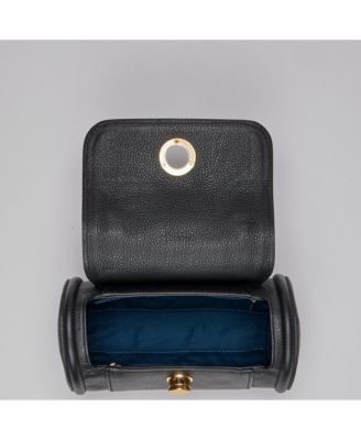 Women s Top Handle Leather Crossbody Bag Convertible Cylinder Shoulder Bag & Evening Purse with Gold Hardware and Detachable strap