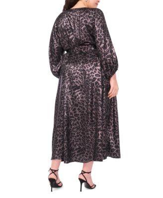 Plus Size 3/4-Sleeve V-Neck Maxi Dress