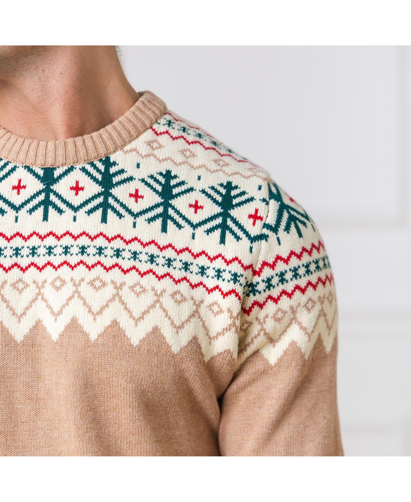 Мужской свитер Hope & Henry Crew Neck Fair Isle, цвет: Верблюжий — фото 10