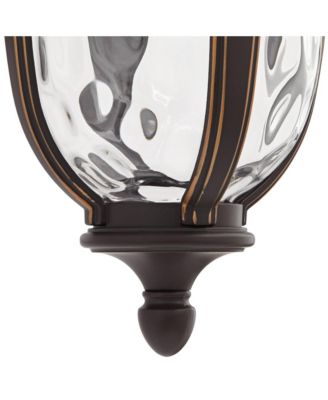 Park Sienna Rustic Vintage Outdoor Wall Light Fixtures Set of 2 Bronze Metal 16 3/4" Clear Hammered Glass for Post Exterior