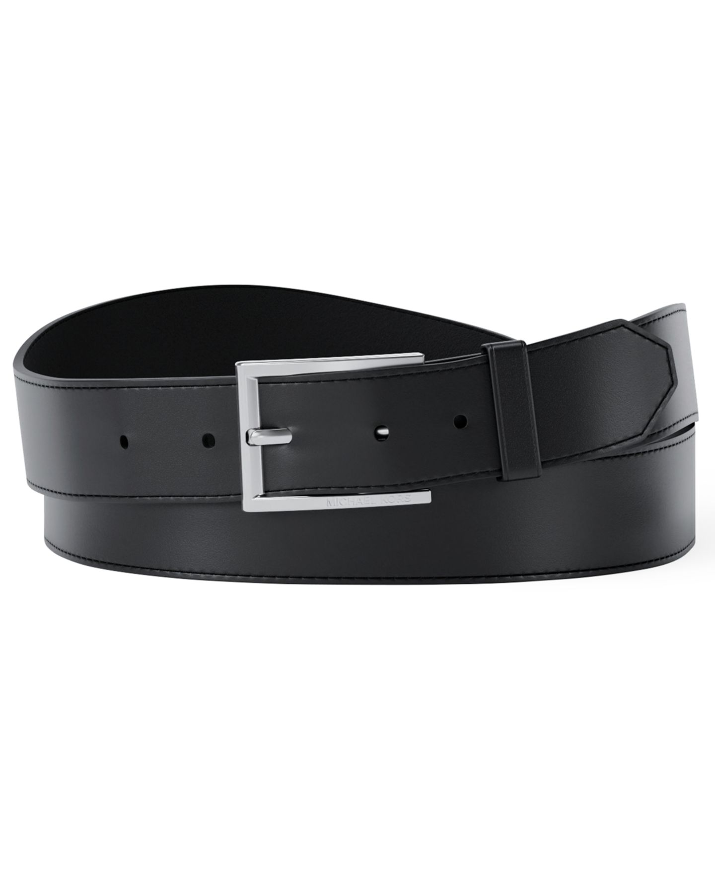 Мужской ремень Michael Kors 31MM Rectangular Dress Belt, цвет: Чёрный — фото 2