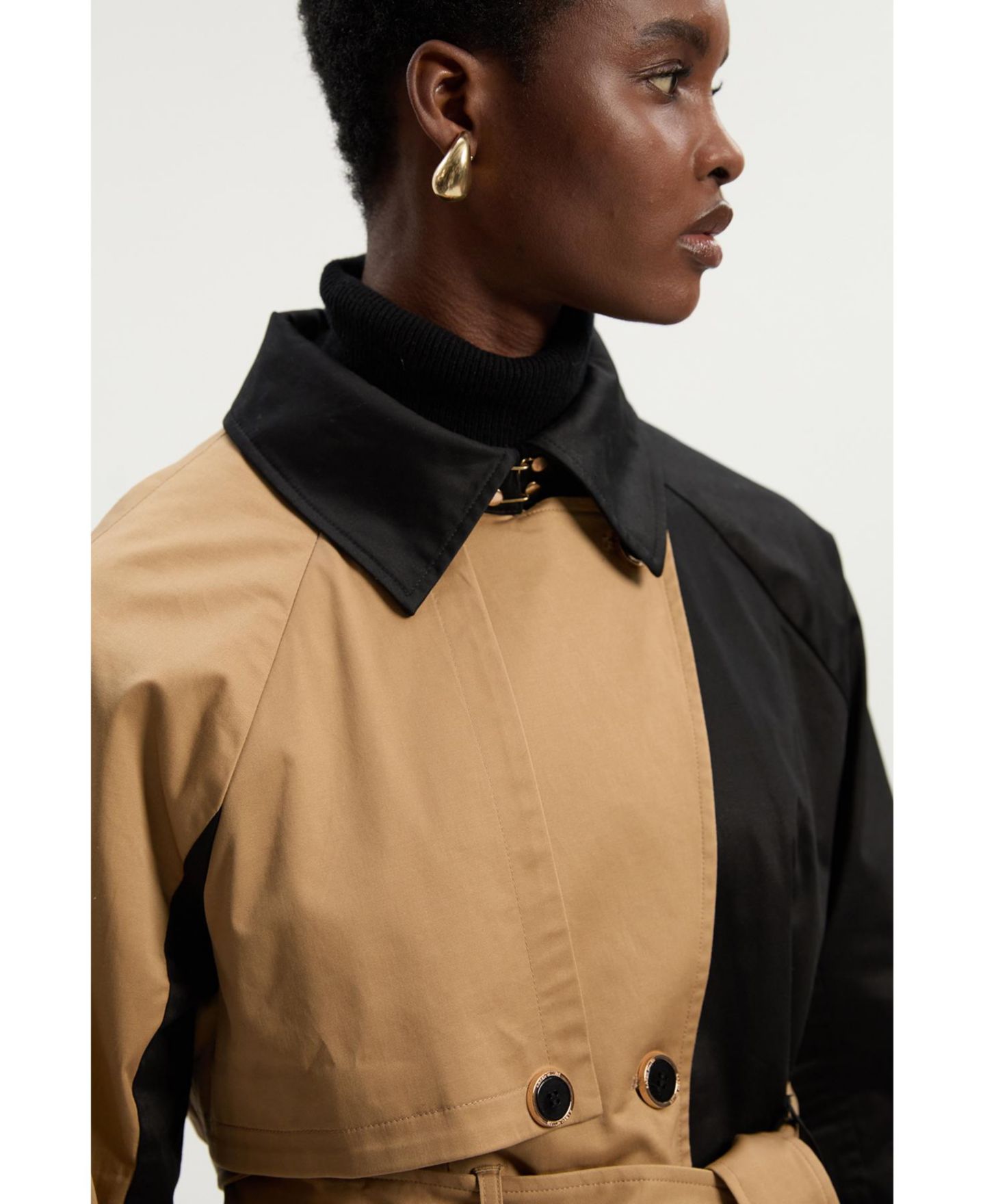 Женское пальто Karen Millen Color Block Belted Tailored Trench, цвет: Верблюжий — фото 6