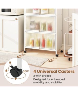 MDF 4-Tier Freestanding Bathroom Storage Cabinet with Door for Small Spaces