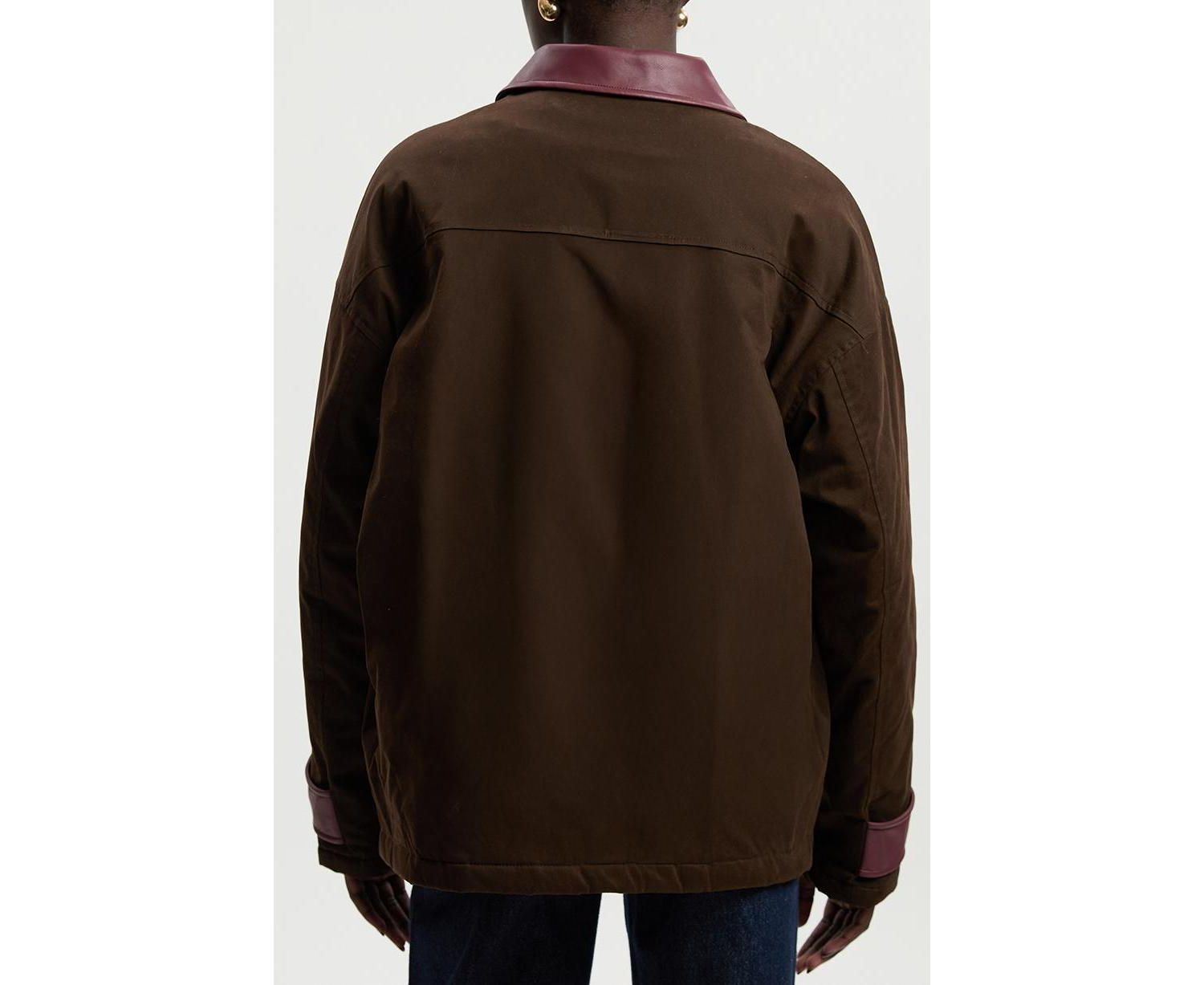 Quilted Contrast Collar Barn Jacket