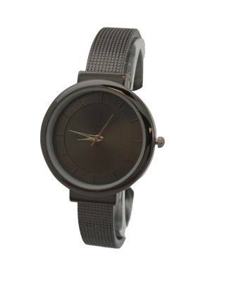 Gunmetal Shiny Face Textured Bangle Watch