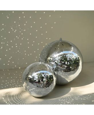 16" Large Disco Ball Mirror Big Hanging Glass Decor for 70s 80s Party Events Wedding DJ Dance Club Stage Lighting Silver