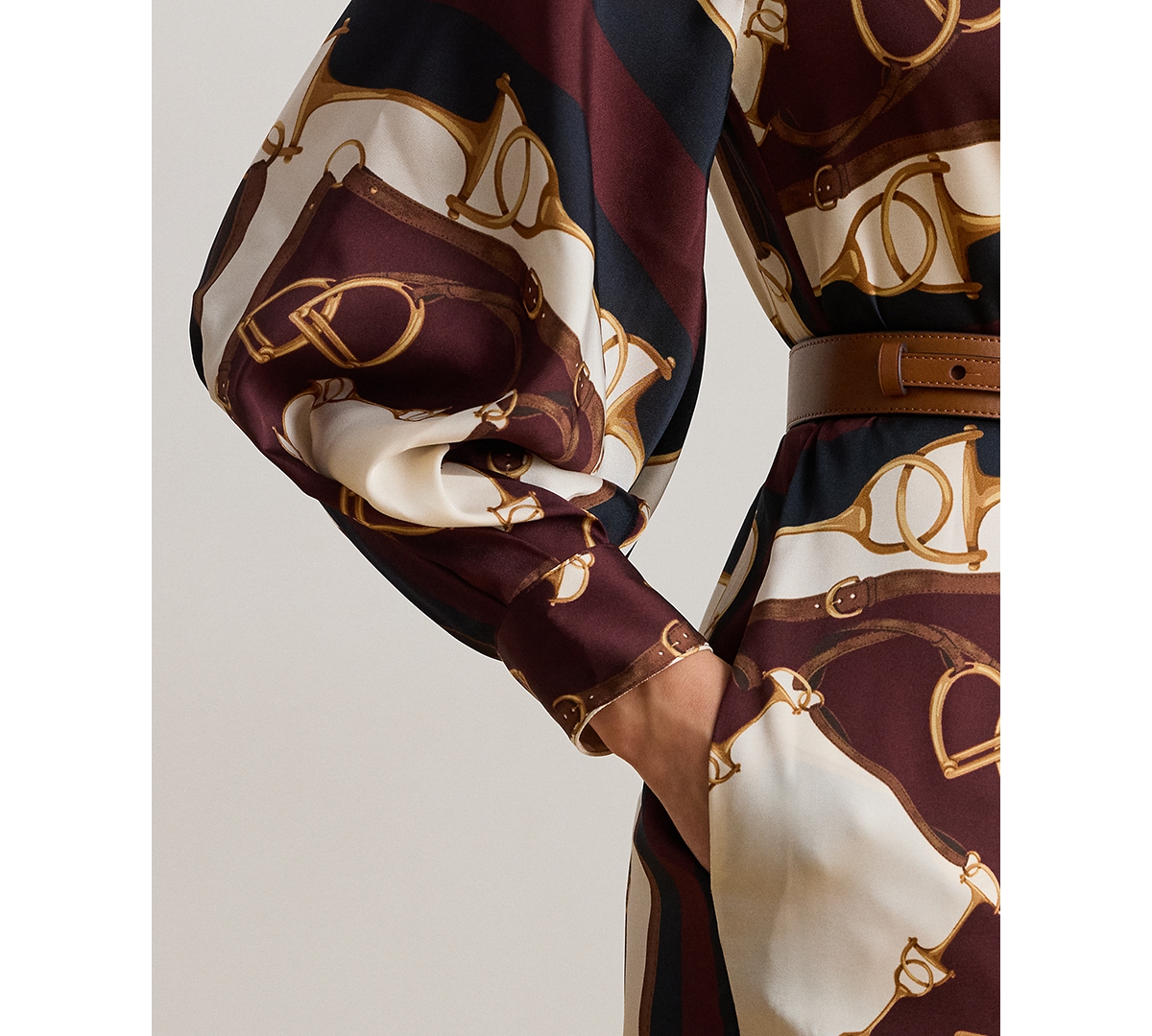 Ralph Lauren Petite Equestrian-print Twill Midi Shirtdress In Multi