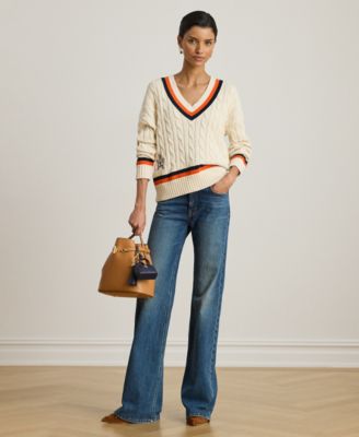 Petite Cable-Knit Cricket Sweater