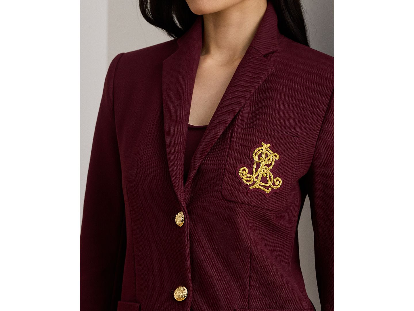 Женский пиджак Lauren Ralph Lauren Petite Bullion Jacquard Blazer, цвет: Тёмный гранатовый — фото 4