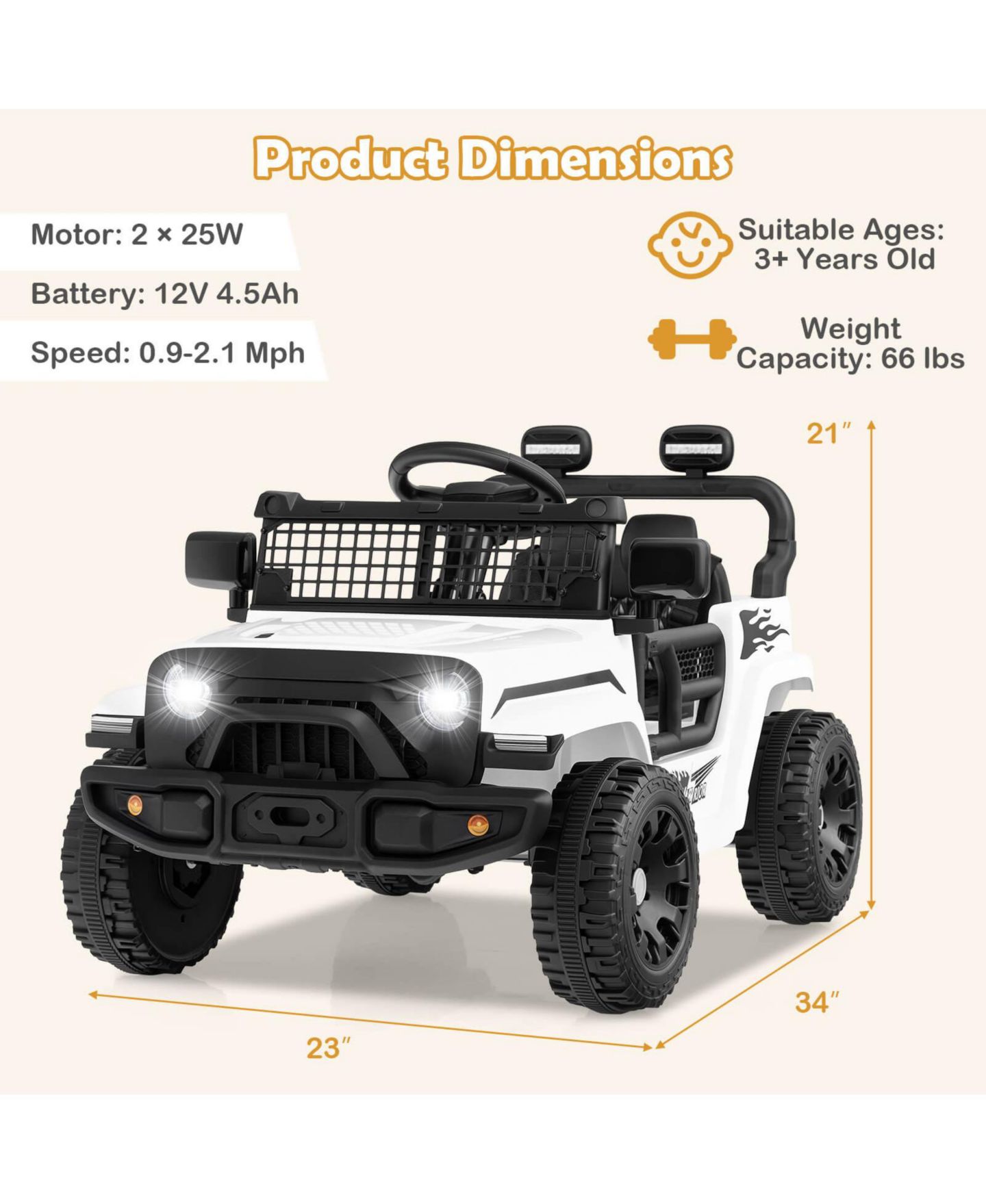 Детская игрушка Costway 12V Battery Powered Remote Control Kids' Ride-On Truck, цвет: Белый — фото 6