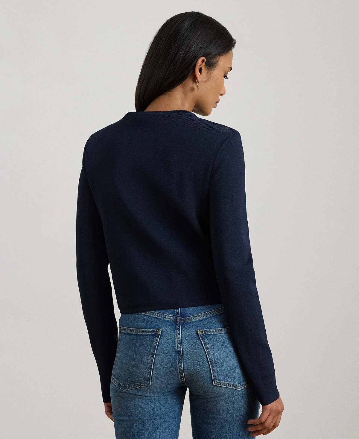 Lauren Ralph Petite Cropped Crewneck Sweater Jacket