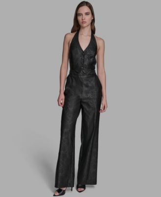 BCBG - Women's 2-Piece Halter Neck Jumpsuit Set