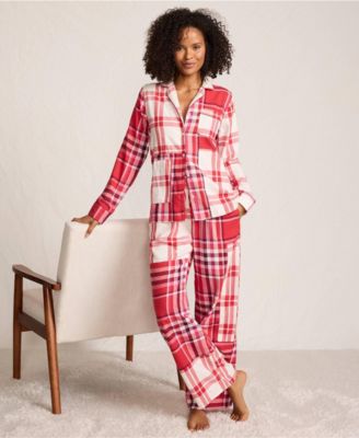 Women's Flannel Patchwork Wide Leg Sleep Pants