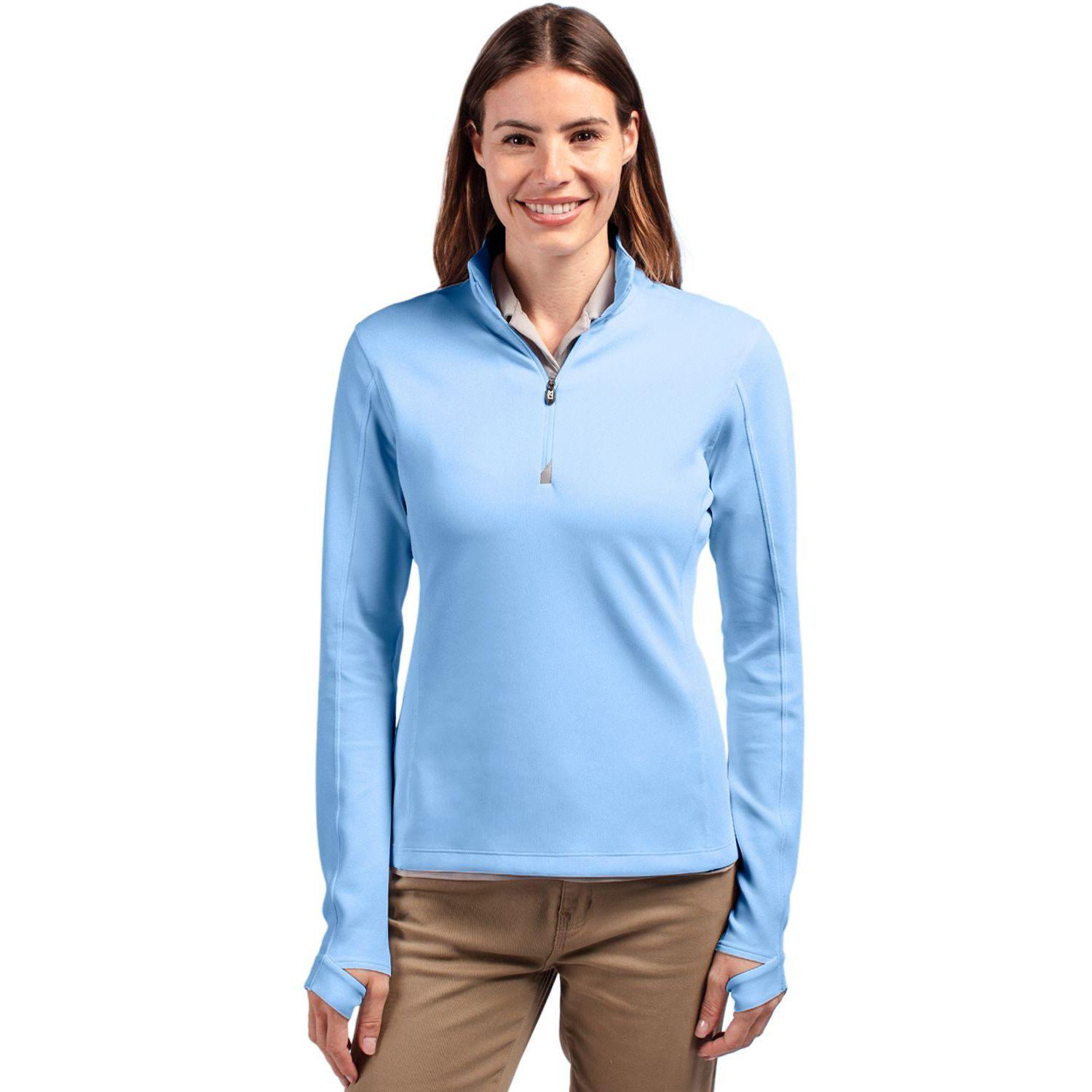 Women's Cutter and Buck Traverse Stretch Eco Quarter Zip Pullover