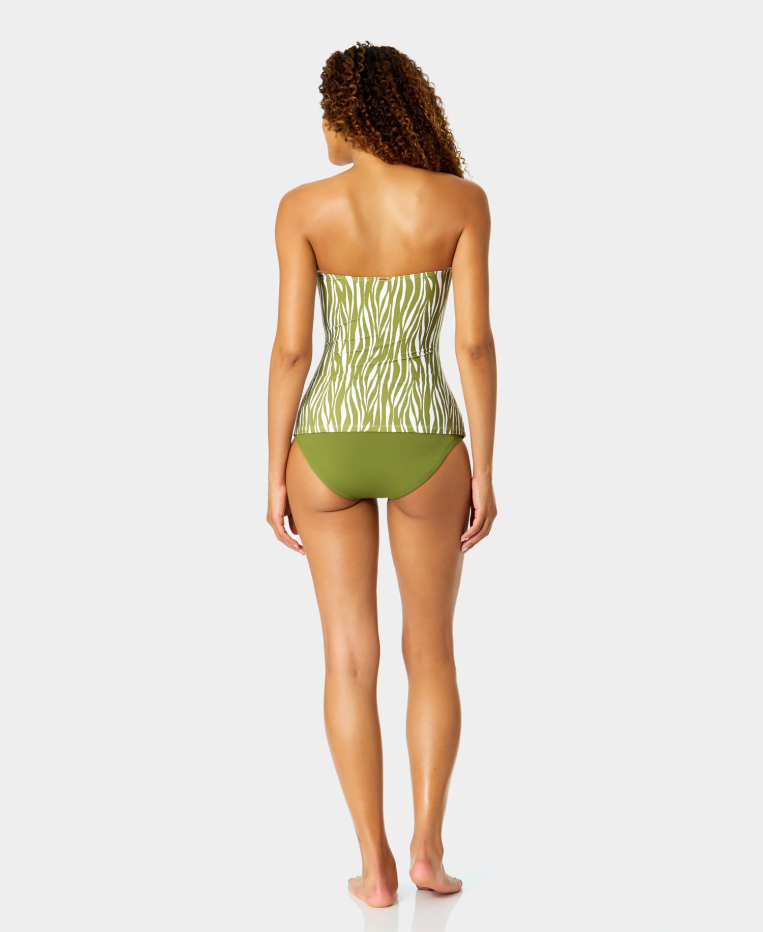 Twist-Front Ruched Tankini Top and High Waistband Bottoms