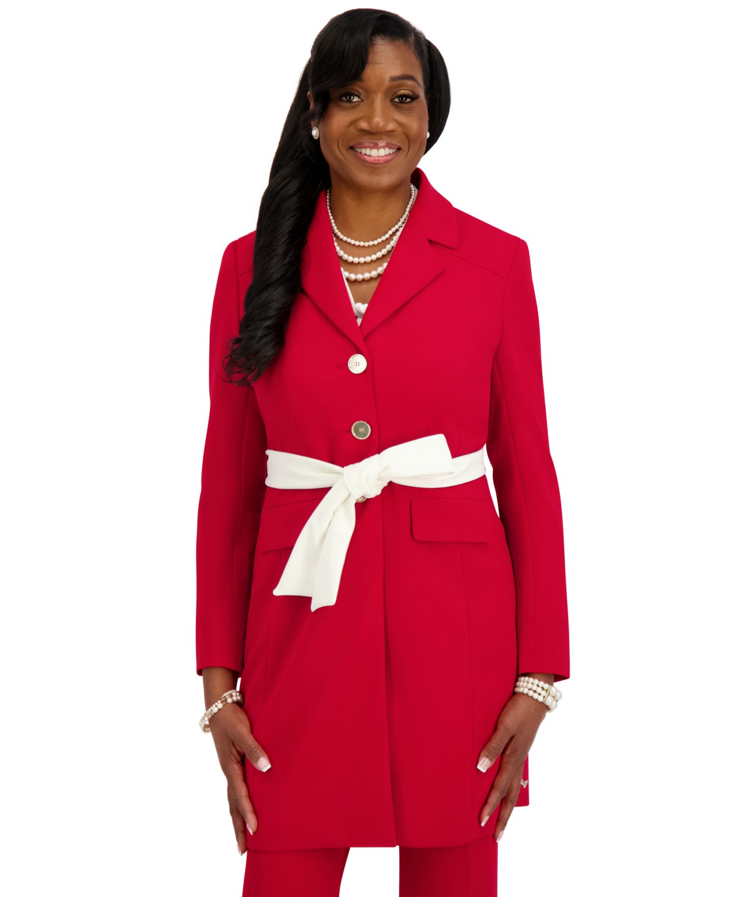 Women's Three Button Patch Pocket Trench Coat