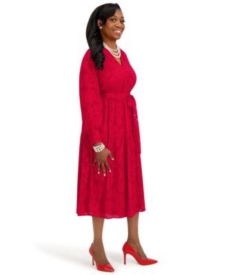 Women's Soft V-Neck Tiered Midi Dress