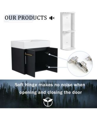 24" Wall-Mount Vanity, Resin Left Basin, Storage, KD