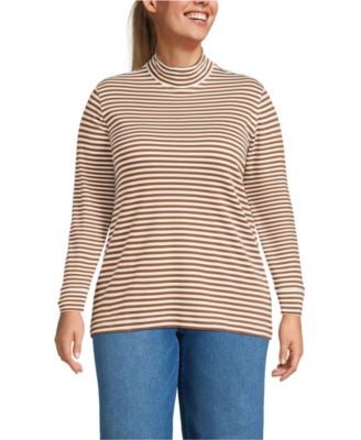 Plus Size Relaxed Cotton Long Sleeve Mock Turtleneck