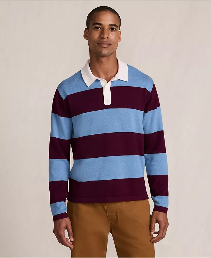 Men's Long Sleeve Cotton Rugby Sweater Polo