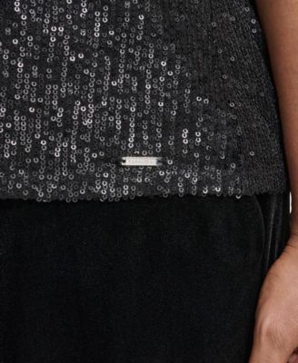 Plus Size Sequined V-Neck Top