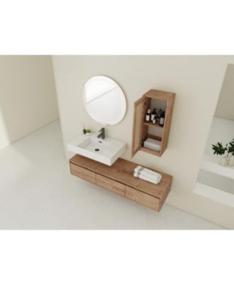  60" Wall-Mount Vanity, Resin Sink & Cabinet, Soft-Close Drawers