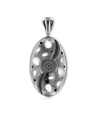 Sterling Silver White Agate Oval Leaf Pendant Enhancer