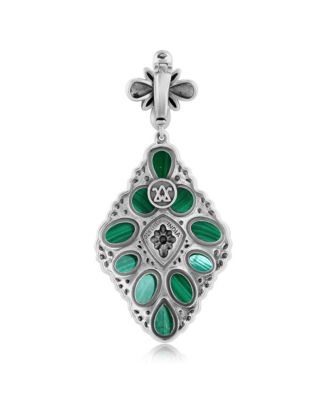 Sterling Silver Malachite Diamond Shaped Cluster Pendant Enhancer