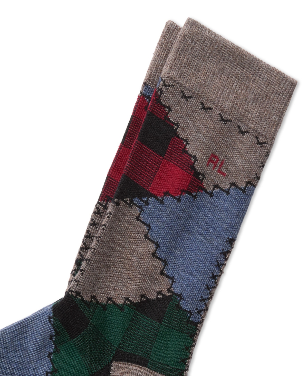 Polo Ralph Lauren Patchwork Crewsocks In Brown