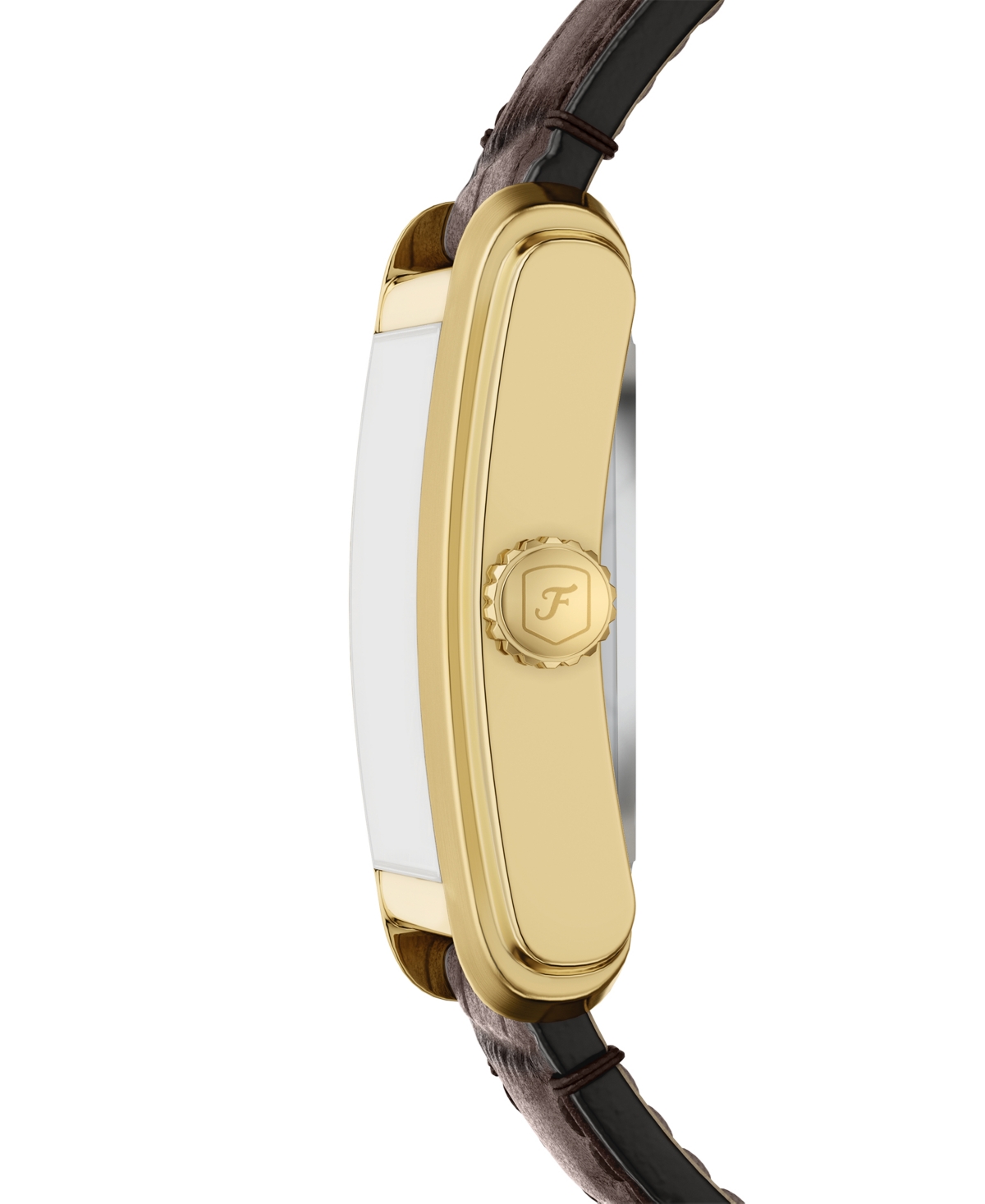 Fossil Carraway Automatic Brown Croc-embossed Leather Watch, 30mm X 42mm In Gold