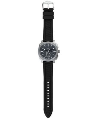 Men's Machine Chronograph Black Silicone Watch, 44mm