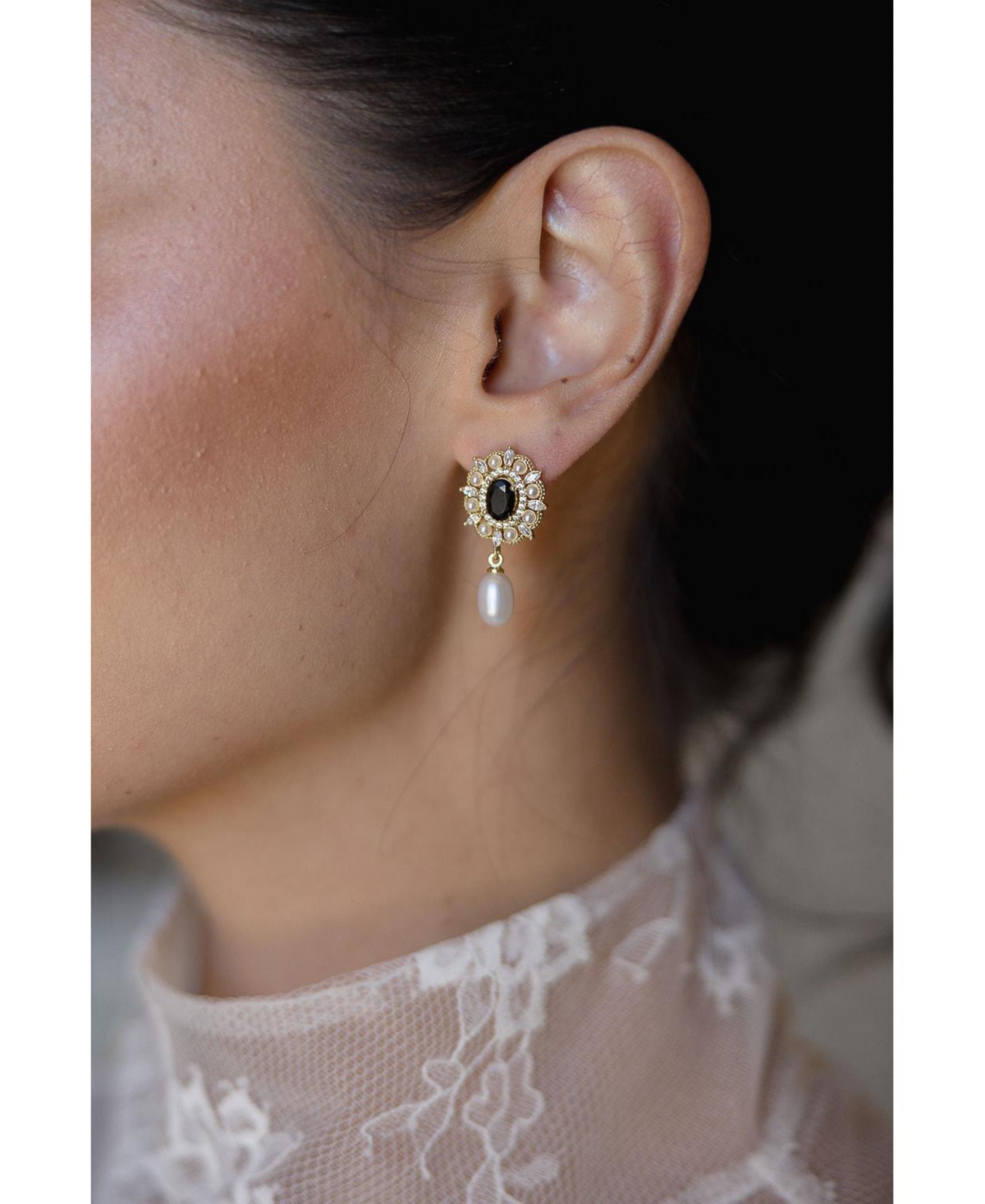 Untamed Petals Gilded Pearl Drop Earrings
