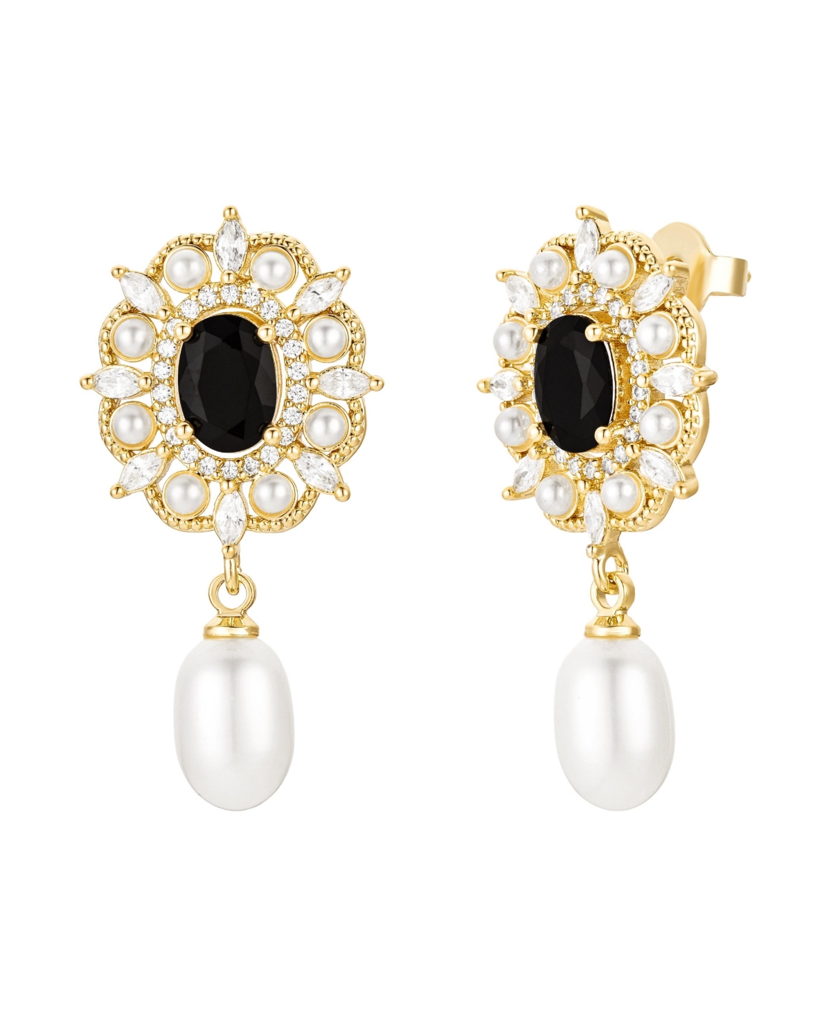 Untamed Petals Gilded Pearl Drop Earrings