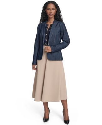 Women's One Button Denim Blazer