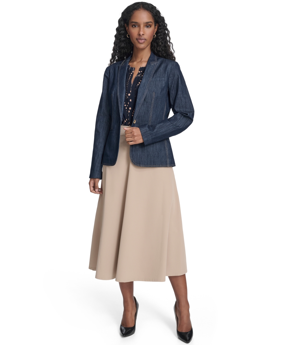 Tommy Hilfiger Women's One Button Denim Blazer