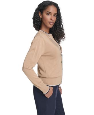 Women's Tipped V-Neck Cardigan Set