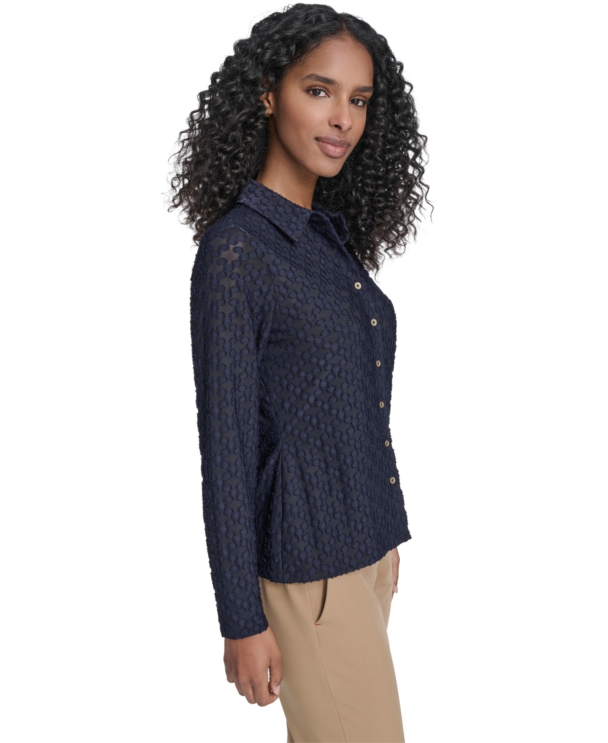 Tommy Hilfiger Women's Floral Clip Button-up Top In Blue